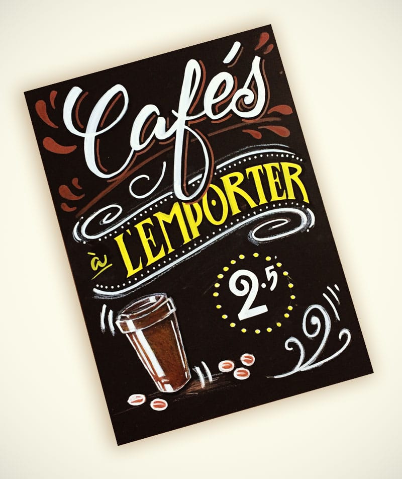 Lettering tableau noir pour café