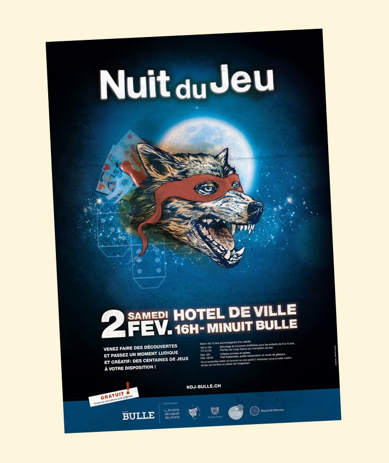 Affiche création graphique Nuit du jeu Bulle